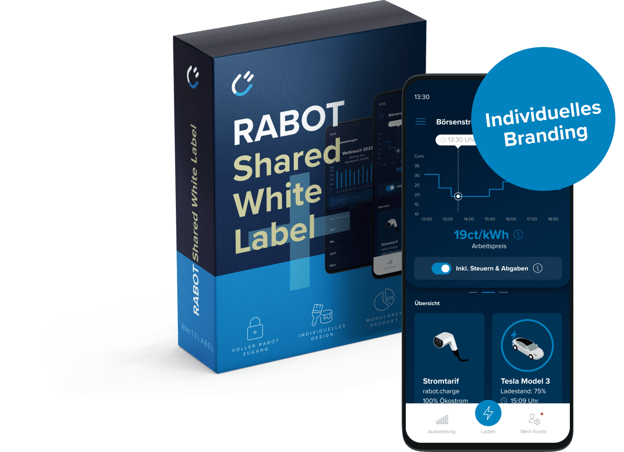 Rabot shared white Lable Paket für B2B und die App für Auswertungen zum Stromverbrauch